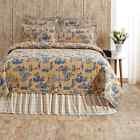 Elaine Azure California King Vhc Brands Toile 7-pc Deluxe Set Blue And Tan Quilt 840528127038