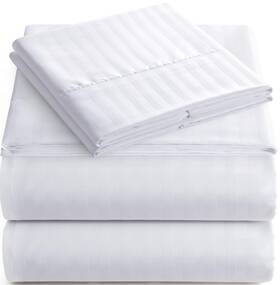 Elaine Karen 610373942229 King Sheet Set - 4-piece Striped Deep Pocket Bed Sheets Ultra-soft And W