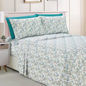 30ec-6pc-paisley-queen-teal Elegant Comfort Amelia Paisley Printed 6-piece Sheet Set Deep Pocket 1500 Pr