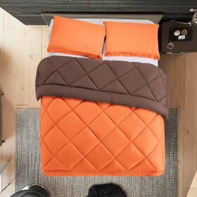4ek-3pc Elegant Comfort Reversible Comforter Set All Season Ultra Soft Down Alterna