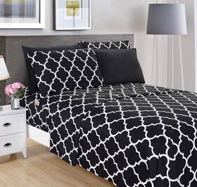 Elegant Comfort 840220904425 6-piece Quatrefoil Printed Deep Pocket Bed Sheet Set Luxurio