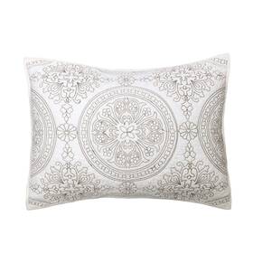 At001e-ivory-ks Elegant Life Home 100% Cotton Medallion Embroidered King Pillow Sham 20 X 36