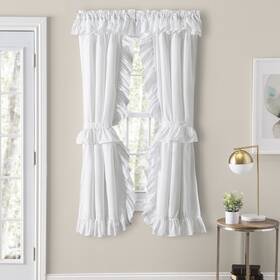 Ellis Curtain 730462138385 Classic Wide Ruffled Prisilla Pair With Ties 80 Inch X 84 White