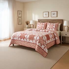 Emryn House 834398843502 Terra Cotta Patchwork Quilt 100% Cotton
