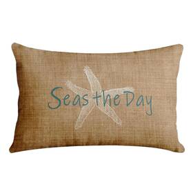 Emvency 242530064525 Linen Throw Pillow Cover Seas Day Vintage Beach Starfish Canvas Look