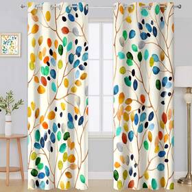52x84cl013 Emwnodti Boho Watercolor Leaf Floral Blackout Curtains Colorful Bohemian Print Window