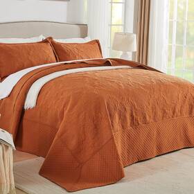 X120 Enjohos 313018890809 Burnt Orange Oversized King Bedspreads 128 Inch - California Quilt Sets