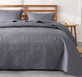 Enjohos 313100313339 Grey Bedspread Queen Size Summer Thin Quilt Lightweight Reversible