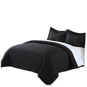 Epoch Hometex Inc 848342016491 Lotus Home Diamondesque Water And Stain Resistant Microfiber Quilt Black King