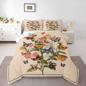 Cmhs6293tolwhs10729bzxjl Erosebridal Colorful Butterfly Bedding Set Twin Size Vintage Floral Comforter