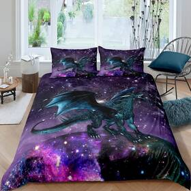 Oyls92hjftwin Erosebridal Dragon Bedding Set Purple Nebula Duvet Cover Twin Size Mysterious Outer S