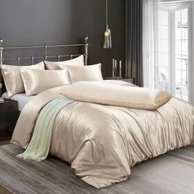 Ersmak210617012 Ersmak 6 Pieces Satin Duvet Cover King Size Luxury Silky Bedding Du... Fast Ship