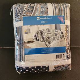 Essential Home 734737369221 Kmart Paisley Polka Dot Stripes King Size Quilt New
