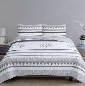 Estate Collection 812675029497 Dylan 3 Pc Quilt Set With Shams King White Grey