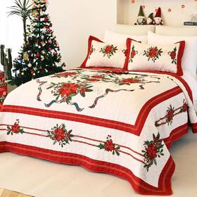 Evenhug 313109233256 King Size Quilt Christmas Theme Bedding Set With Pillow Shams Reversible