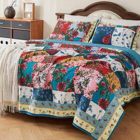 Hx00xx00f001 Evenhug 100% Cotton Patchwork Quilt Queen Size Set Lightweight Floral Q