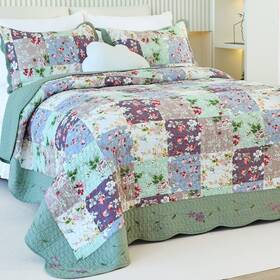 Hxgf00a001 Evenhug 100% Cotton Patchwork Quilt Queen Size Set Lightweight Floral Quilts Be