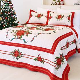 Hxsf00xxsfoc001 Evenhug Queen Size Quilt Christmas Theme Bedding Set With Pillow Shams Red Bed