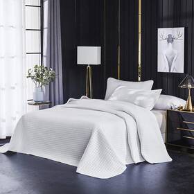 Everest Supply 759321839348 Oversize King Cal Box Stitch White Color Quilted Bedspread Coverlet 118