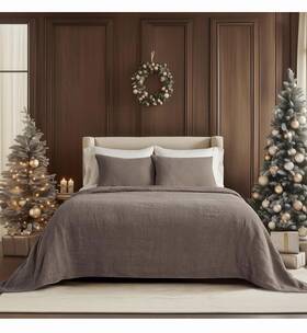 Egcov3pc-king-brown Evergrace King Quilted Cotton Coverlet Set Brown Machine Washable Modern