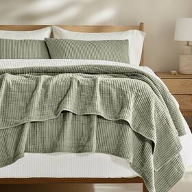 Evergracehome 850062217874 Cotton Coverlet Set King Size 3 Pieces Lightweight Soft Ribbed Matelass B