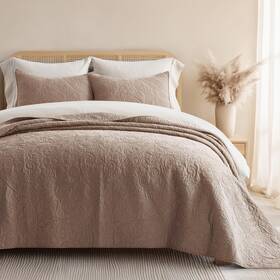 Evergracehome 850066940662 Evergrace 100 Cotton Paisley Quilt Set King Size 3 Piece Prewashed Lig