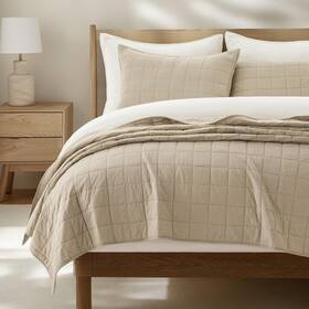 Evergracehome 850066940723 100 Cotton Box Stitch Quilt Bedding Set King Size 3 Pieces Gar