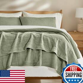 B0cyzvfct8 Evergracehome Cotton Coverlet Set King Size 3 Pieces Lightweight Soft Ribbed Mat