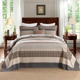 Ewlinens 639393967494 Oversized King California 120 Inch Dark Brown/beige/gray