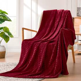 Sh3sh4 Excervent Soft Flannel Fleece Throw Blanket 50x60 Chevron-burgundy