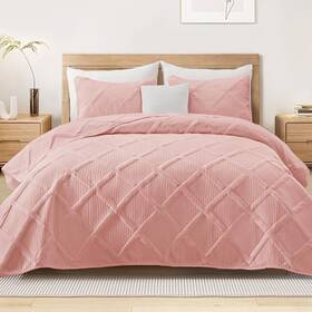 Exclusivo Mezcla 313103418437 Oversized King Quilt Set- Blush Pink Cal Quilts Bedding Se