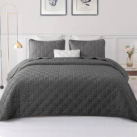 8541804974 Exclusivo Mezcla Quilts Queen Size Bedding Set With Stitched Grid Pattern Light