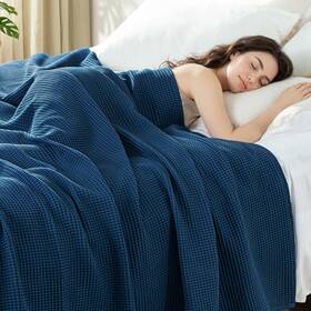 Bk-ctb90104-nb Exclusivo Mezcla 100% Cotton Waffle King Size 104 Inch X90 Navy Blue