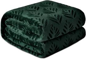 Bk-lf-90104fg Exclusivo Mezcla King Size Fleece Blanket For Bed 90x104 Forest Green
