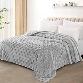 Bk-qpg90104-lg Exclusivo Mezcla King Size Flannel Fleece 104x90 Inch Light Grey