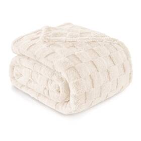 Bk-qpg9090-iv-uk Exclusivo Mezcla Queen Size Flannel Fleece Blanket 90 Inch X90 Ivory