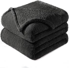 Bk-smr9090-gr Exclusivo Mezcla Queen Size Flannel Fleece 90x90 In Dark Grey