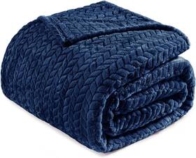Fb-jl-90104-nb-uk Exclusivo Mezcla Fleece King Size Blanket For 90x104 In Navy Blue
