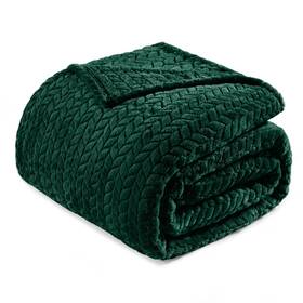 Fb-jl-9066-fg-uk Exclusivo Mezcla Fleece Twin Size Blanket For 90x66 In Forest Green