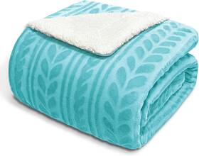 Jhb-aq-90104 Exclusivo Mezcla King Size Sherpa Fleece Bed Blanket 90x104 Aqua Blue