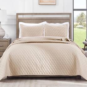 Qs-11-bek Exclusivo Mezcla Ultrasonic Reversible King Size Quilt Bedding Set With Pillow