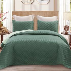 Qs-11-ckgr Exclusivo Mezcla Reversible California King Size Quilt Bedding Set With Pillow S