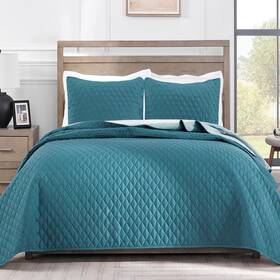 Qs-11-dtq Exclusivo Mezcla Ultrasonic Reversible Full Queen Quilt Full/ Dusty Teal/ Aqua Blue