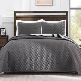 Qs-11-gk Exclusivo Mezcla Reversible King Size Quilt Bedding Set With Pillow Shams Light