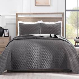 Qs-11-gq Exclusivo Mezcla Ultrasonic Reversible Full Queen Full/ Charcoal/ Grey
