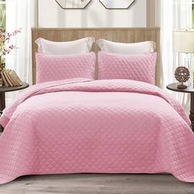 Qs-11-pkt Exclusivo Mezcla Reversible Twin Quilt Bedding Set 68 Inch X88 Bright Pink Pillow Sham
