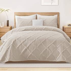 Qs-12-kbe Exclusivo Mezcla King Quilt Set- Brich Beige Quilts Bedding Set With 2 Pillow Shams Modern Ki