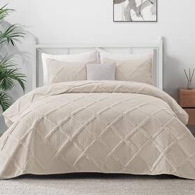 Qs-12-qbe Exclusivo Mezcla Quilt Set Full Queen Size 3 Pieces Brich Beige