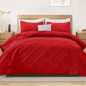 Qs-12-qrd Exclusivo Mezcla Quilts Queen Size - Red Quilt Set Bedspread With 2 Pillow Shams