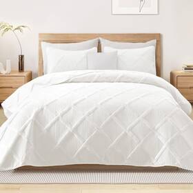 Qs-12-tw Exclusivo Mezcla Twin Size Quilt Set - White Quilts Bedding With 2 Pillow Shams Modern Be